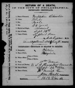 Private William Jasper Christian death certificate