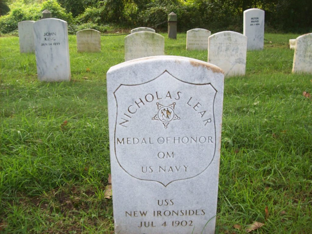 Nicholas Lear headstone at Mount Moriah Cemetery in Philadelphia, Pennsylvania