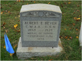 Albert E. Beyer headstone at Mount Moriah Cemetery in Philadelphia, Pennsylvania