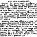 Newspaper clipping from the Philadelphia Inquirer about the marriage of Rev. William H. Burrel and his wife
