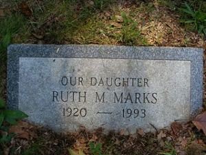 Lt. (J. G.) Ruth M. Jackson Marks headstone at Mount Moriah Cemetery